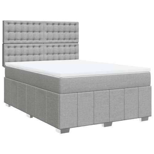 Krevet s oprugama i madracem svjetlosivi 140x190 cm od tkanine Svjetlosiva 140 x 190 cm gumbi Cijena