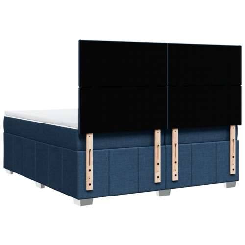Krevet s oprugama i madracem plavi 200 x 200 cm od tkanine - Plava 200 x 200 cm Gladak dizajn Cijena