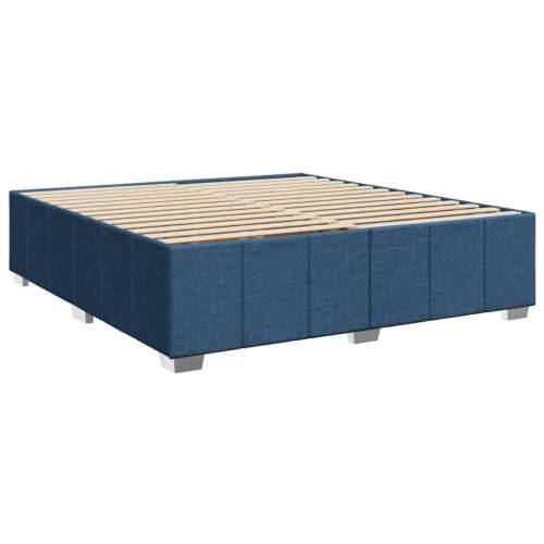 Krevet s oprugama i madracem plavi 200 x 200 cm od tkanine - Plava 200 x 200 cm Gladak dizajn Cijena