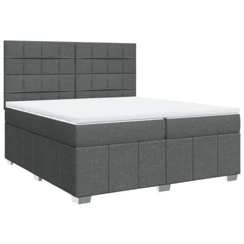 Krevet s oprugama i madracem tamnosivi 200 x 200 cm od tkanine Tamno siva 200 x 200 cm Blok s kvadratima Cijena