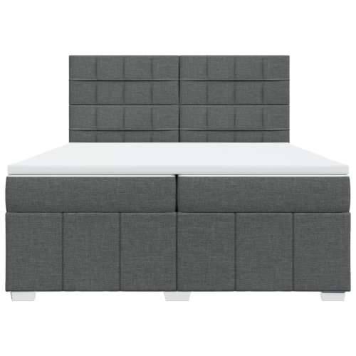 Krevet s oprugama i madracem tamnosivi 200 x 200 cm od tkanine Tamno siva 200 x 200 cm Blok s kvadratima Cijena