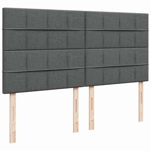 Krevet s oprugama i madracem tamnosivi 200 x 200 cm od tkanine Tamno siva 200 x 200 cm Blok s kvadratima Cijena