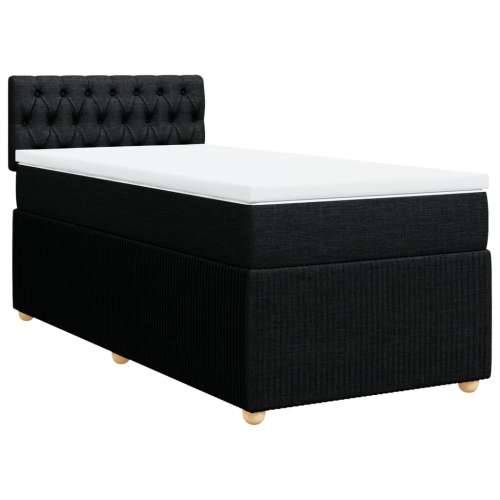 Box spring krevet s madracem crni 80 x 200 cm od tkanine - Crna 80 x 200 cm Dizajn s gumbima Cijena