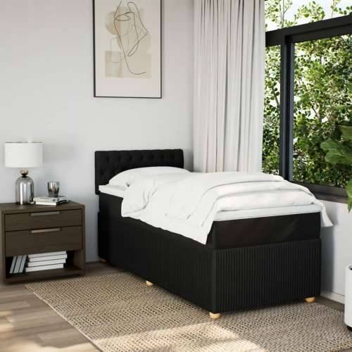 Box spring krevet s madracem crni 80 x 200 cm od tkanine - Crna 80 x 200 cm Dizajn s gumbima Cijena
