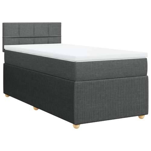 Krevet s oprugama i madracem tamnosivi 90x200 cm od tkanine - Tamno siva 90 x 200 cm Blok s kvadratima Cijena