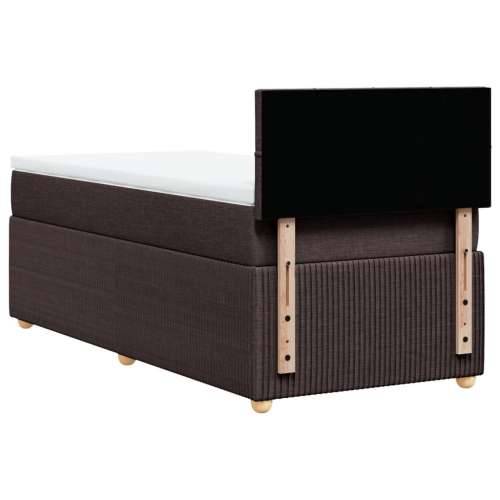 Krevet s oprugama i madracem tamnosmeđi 90 x 200 cm od tkanine - Tamno smeđa 90 x 200 cm Blok s kvadratima Cijena