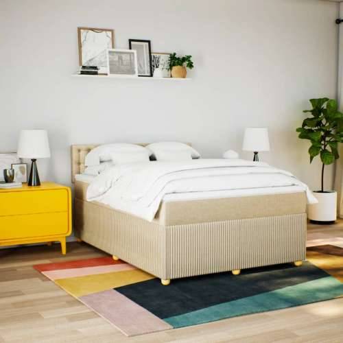 Krevet s oprugama i madracem krem 140 x 190 cm od tkanine - Krema 140 x 190 cm gumbi Cijena