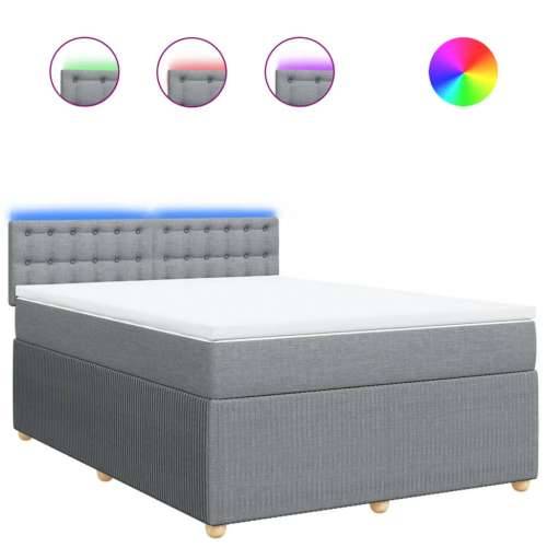 Krevet box spring s madracem svjetlosivi 140x200 cm od tkanine - Svjetlosiva 140 x 200 cm gumbi Cijena