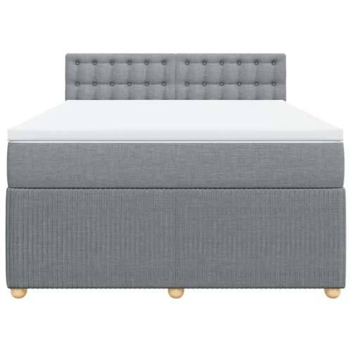 Krevet box spring s madracem svjetlosivi 140x200 cm od tkanine - Svjetlosiva 140 x 200 cm gumbi Cijena