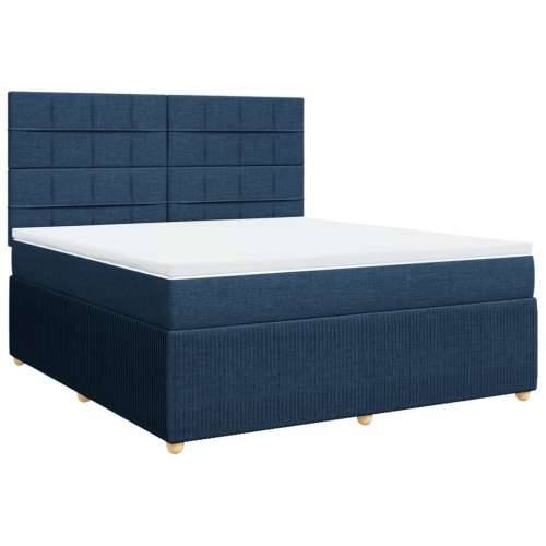 Krevet s oprugama i madracem plavi 180x200 cm od tkanine - Plava 180 x 200 cm Blok s kvadratima Cijena