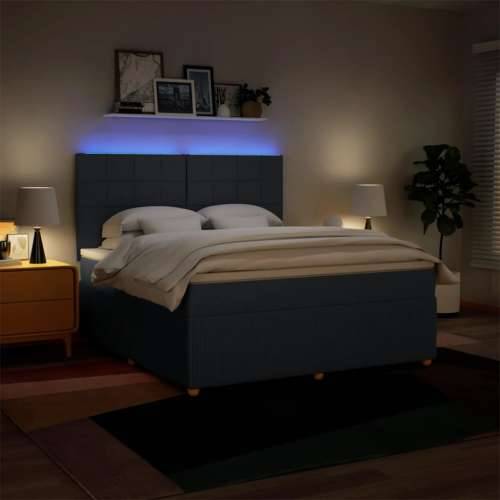 Krevet s oprugama i madracem plavi 180x200 cm od tkanine - Plava 180 x 200 cm Blok s kvadratima Cijena