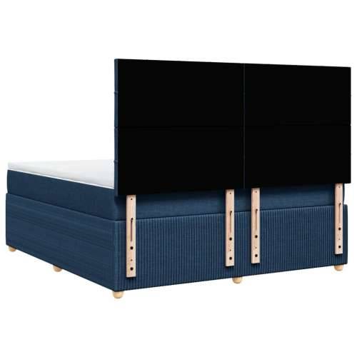 Krevet s oprugama i madracem plavi 180x200 cm od tkanine - Plava 180 x 200 cm Blok s kvadratima Cijena