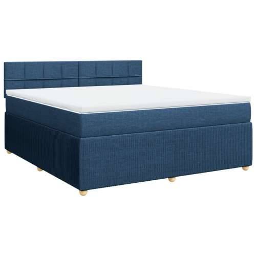 Krevet s oprugama i madracem plavi 180x200 cm od tkanine - Plava 180 x 200 cm Blok s kvadratima Cijena