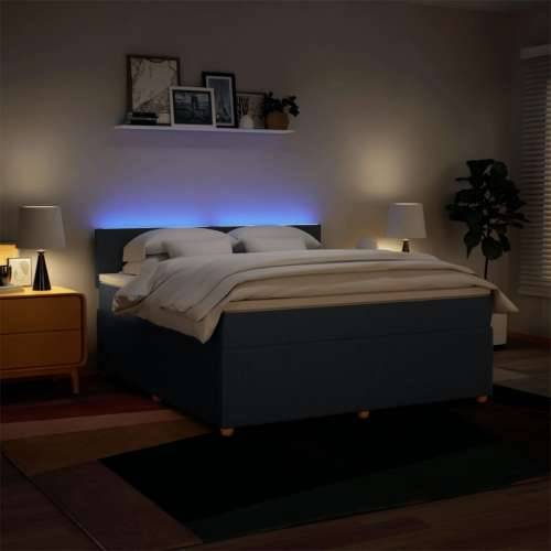 Krevet s oprugama i madracem plavi 180x200 cm od tkanine - Plava 180 x 200 cm Blok s kvadratima Cijena