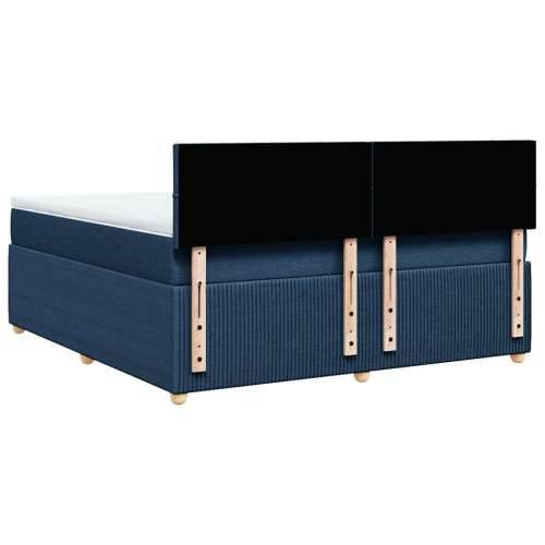 Krevet s oprugama i madracem plavi 180x200 cm od tkanine - Plava 180 x 200 cm Blok s kvadratima Cijena