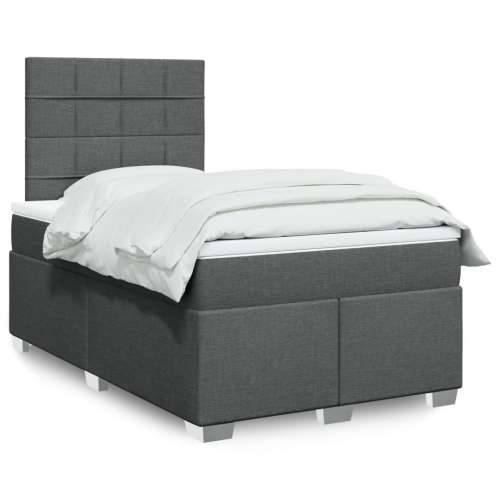 Krevet box spring s madracem tamnosivi 120 x 190 cm tkanina - Tamno siva 120 x 190 cm Blok s kvadratima Cijena