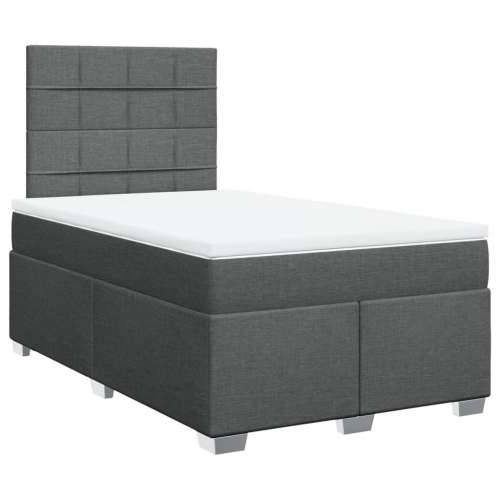 Krevet box spring s madracem tamnosivi 120 x 190 cm tkanina - Tamno siva 120 x 190 cm Blok s kvadratima Cijena