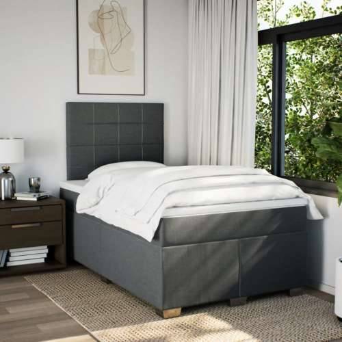 Krevet box spring s madracem tamnosivi 120 x 190 cm tkanina - Tamno siva 120 x 190 cm Blok s kvadratima Cijena