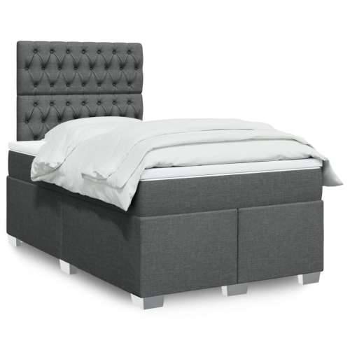 Krevet box spring s madracem tamnosivi 120 x 190 cm tkanina - Tamno siva 120 x 190 cm Dizajn s gumbima Cijena