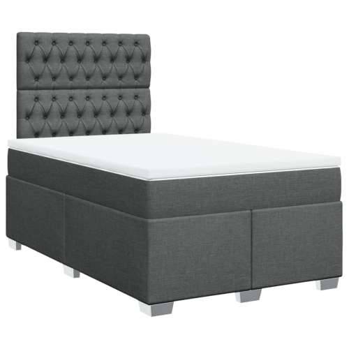Krevet box spring s madracem tamnosivi 120 x 190 cm tkanina - Tamno siva 120 x 190 cm Dizajn s gumbima Cijena