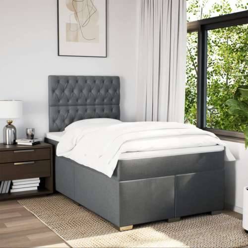 Krevet box spring s madracem tamnosivi 120 x 190 cm tkanina - Tamno siva 120 x 190 cm Dizajn s gumbima Cijena