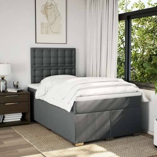 Krevet box spring s madracem tamnosivi 120 x 190 cm tkanina - Tamno siva 120 x 190 cm gumbi Cijena