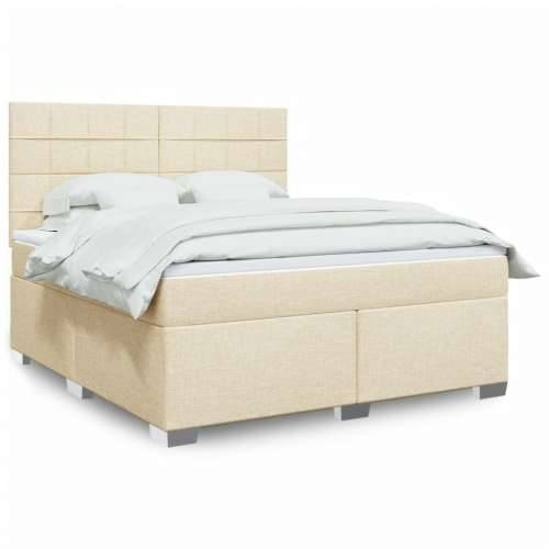 Krevet s oprugama i madracem krem 180x200 cm od tkanine - Krema 180 x 200 cm Blok s kvadratima Cijena