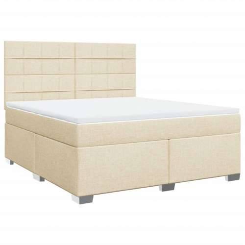Krevet s oprugama i madracem krem 180x200 cm od tkanine - Krema 180 x 200 cm Blok s kvadratima Cijena