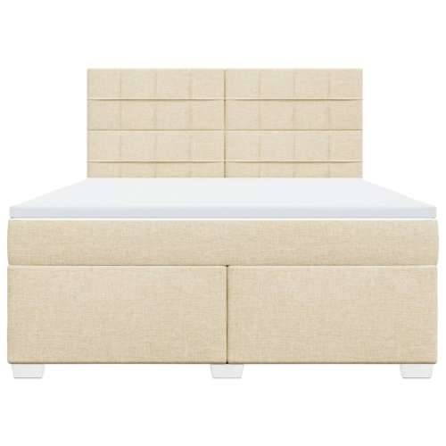 Krevet s oprugama i madracem krem 180x200 cm od tkanine - Krema 180 x 200 cm Blok s kvadratima Cijena