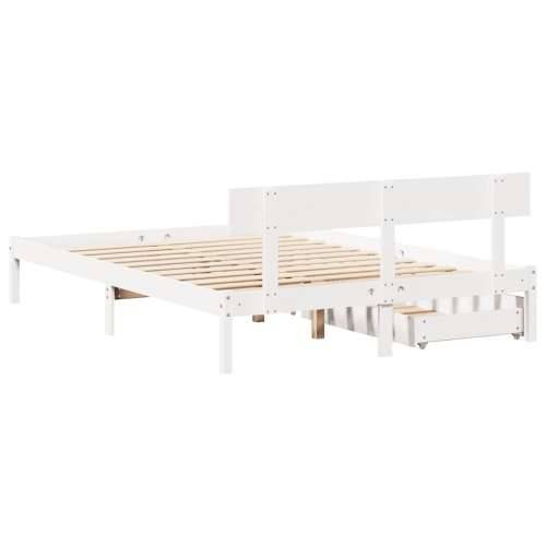 Okvir kreveta bez madraca bijeli 140 x 190 cm masivna borovina - Bijela 140 x 190 cm Cijena