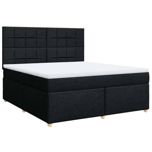 Krevet s oprugama i madracem crni 180x200 cm od tkanine - Crna 180 x 200 cm Blok s kvadratima Cijena
