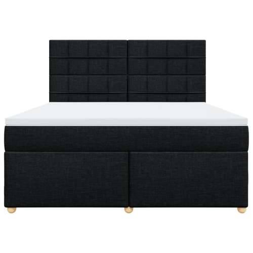 Krevet s oprugama i madracem crni 180x200 cm od tkanine - Crna 180 x 200 cm Blok s kvadratima Cijena
