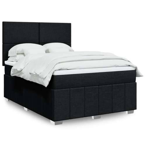 Krevet s oprugama i madracem crni 140 x 190 cm od tkanine - Crna 140 x 190 cm Gladak dizajn Cijena