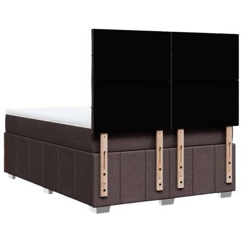 Krevet s oprugama i madracem tamnosmeđi 140 x 190 cm od tkanine - Tamno smeđa 140 x 190 cm Blok s kvadratima Cijena