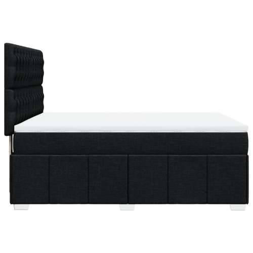 Krevet s oprugama i madracem crni 140 x 190 cm od tkanine - Crna 140 x 190 cm Dizajn s gumbima Cijena