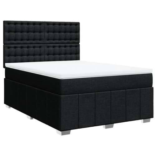 Krevet s oprugama i madracem crni 140 x 190 cm od tkanine - Crna 140 x 190 cm gumbi Cijena