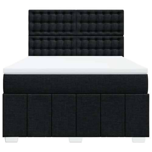 Krevet s oprugama i madracem crni 140 x 190 cm od tkanine - Crna 140 x 190 cm gumbi Cijena