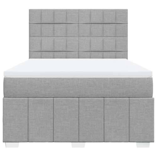 Krevet box spring s madracem svjetlosivi 140x200 cm od tkanine - Svjetlosiva 140 x 200 cm Blok s kvadratima Cijena