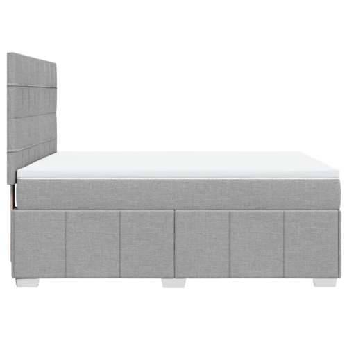 Krevet box spring s madracem svjetlosivi 140x200 cm od tkanine - Svjetlosiva 140 x 200 cm Blok s kvadratima Cijena