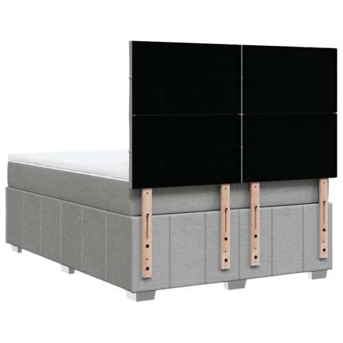 Krevet box spring s madracem svjetlosivi 140x200 cm od tkanine - Svjetlosiva 140 x 200 cm Blok s kvadratima Cijena