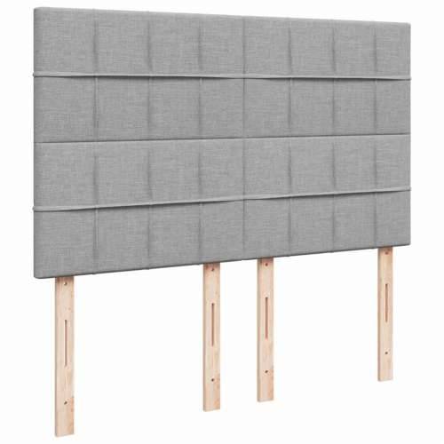 Krevet box spring s madracem svjetlosivi 140x200 cm od tkanine - Svjetlosiva 140 x 200 cm Blok s kvadratima Cijena