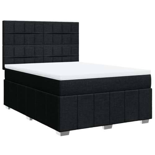 Krevet s oprugama i madracem crni 140x200 cm od tkanine - Crna 140 x 200 cm Blok s kvadratima Cijena