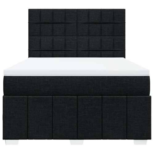 Krevet s oprugama i madracem crni 140x200 cm od tkanine - Crna 140 x 200 cm Blok s kvadratima Cijena