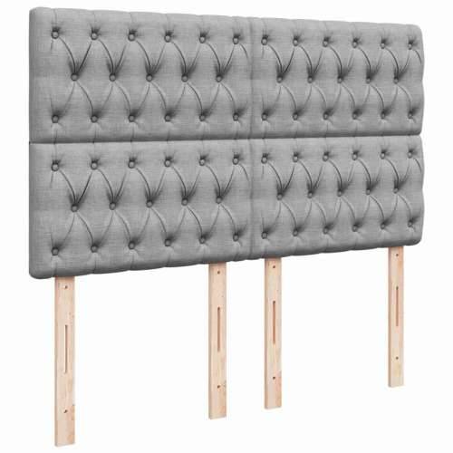 Krevet box spring s madracem svjetlosivi 140x200 cm od tkanine - Svjetlosiva 140 x 200 cm Dizajn s gumbima Cijena