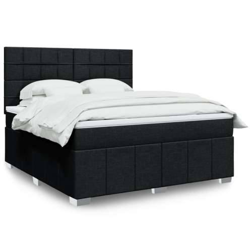 Krevet s oprugama i madracem crni 180x200 cm od tkanine - Crna 180 x 200 cm Blok s kvadratima Cijena