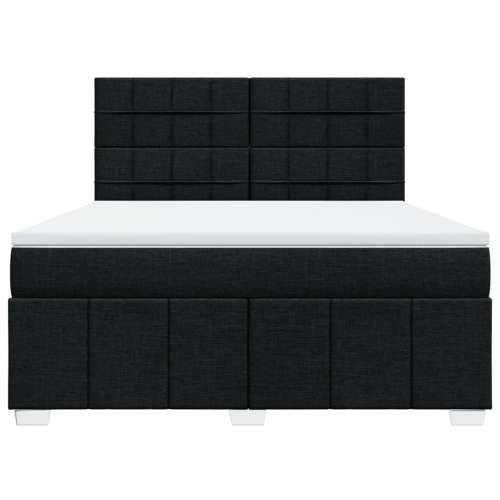 Krevet s oprugama i madracem crni 180x200 cm od tkanine - Crna 180 x 200 cm Blok s kvadratima Cijena