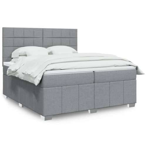 Krevet s oprugama i madracem svjetlosivi 200 x 200cm od tkanine - Svjetlosiva 200 x 200 cm Blok s kvadratima Cijena