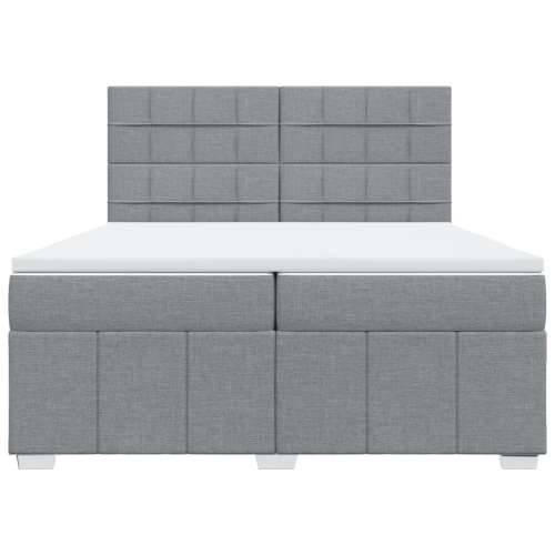 Krevet s oprugama i madracem svjetlosivi 200 x 200cm od tkanine - Svjetlosiva 200 x 200 cm Blok s kvadratima Cijena