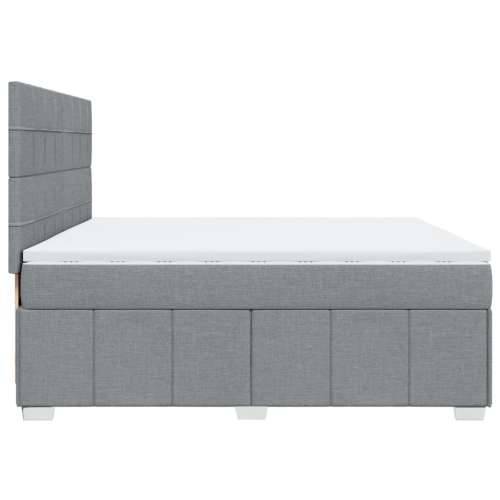 Krevet s oprugama i madracem svjetlosivi 200 x 200cm od tkanine - Svjetlosiva 200 x 200 cm Blok s kvadratima Cijena