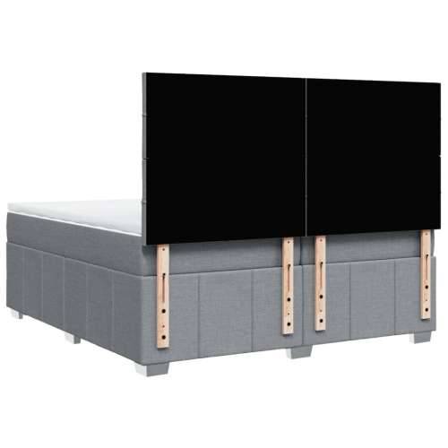 Krevet s oprugama i madracem svjetlosivi 200 x 200cm od tkanine - Svjetlosiva 200 x 200 cm Blok s kvadratima Cijena